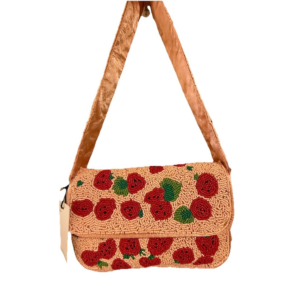 NWT TikTok Viral Sincerely Jules Hand Beaded‎ Pink Strawberry Shoulder Bag